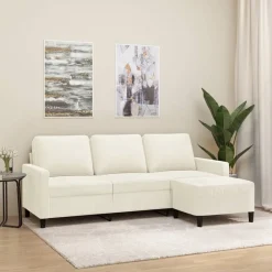 vidaXL Sofás-Sofá de 3 plazas con taburete de terciopelo 180 cm
