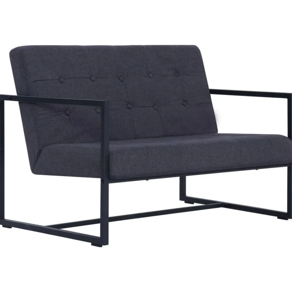 vidaXL Sofá de 2 plazas con reposabrazos acero y tela Gris oscuro Best