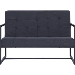 vidaXL Sofá de 2 plazas con reposabrazos acero y tela Gris oscuro Best