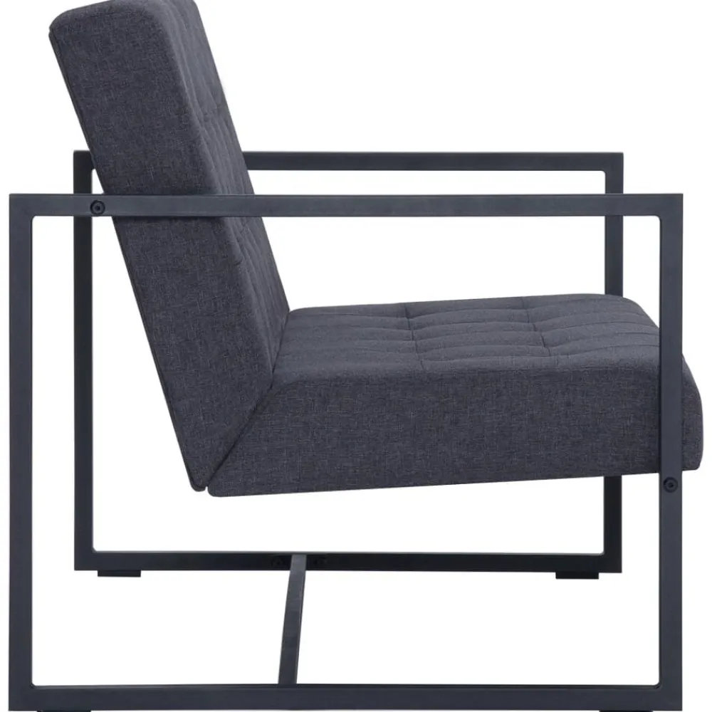 vidaXL Sofá de 2 plazas con reposabrazos acero y tela Gris oscuro Best