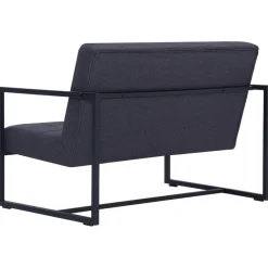 vidaXL Sofá de 2 plazas con reposabrazos acero y tela Gris oscuro Best