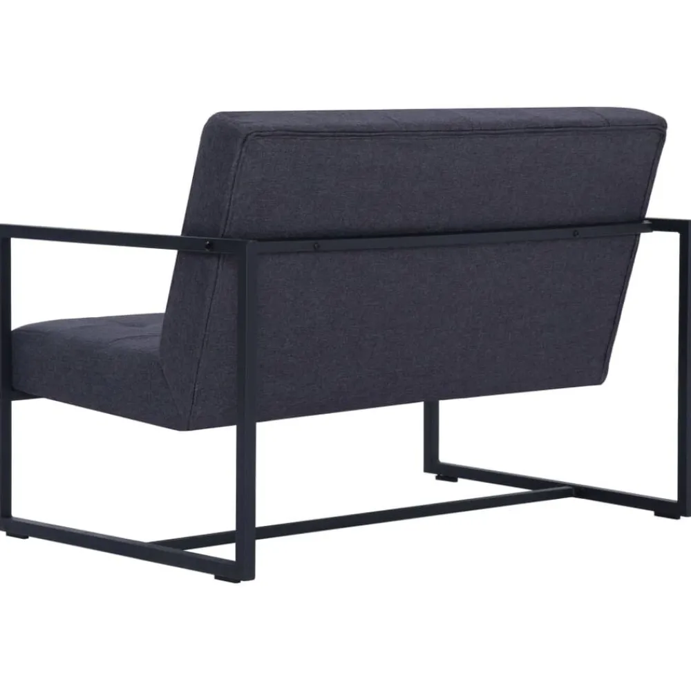 vidaXL Sofá de 2 plazas con reposabrazos acero y tela Gris oscuro Best
