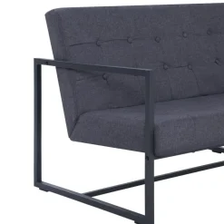 vidaXL Sofá de 2 plazas con reposabrazos acero y tela Gris oscuro Best
