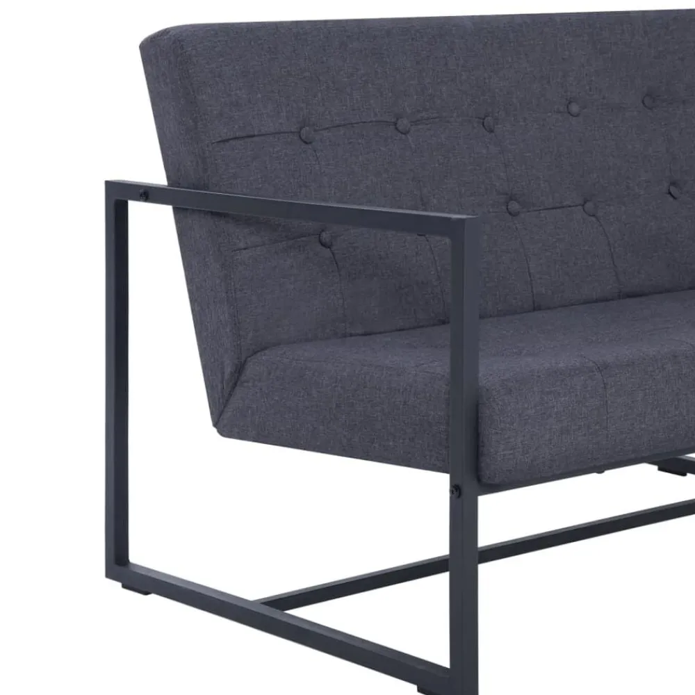 vidaXL Sofá de 2 plazas con reposabrazos acero y tela Gris oscuro Best