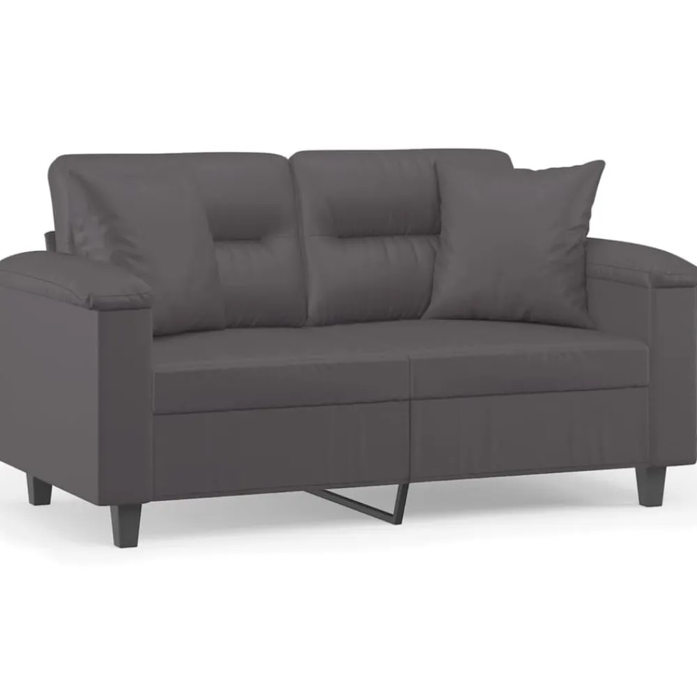 vidaXL Sofá de 2 plazas con cojines cuero sintético 120 cm Gris Best