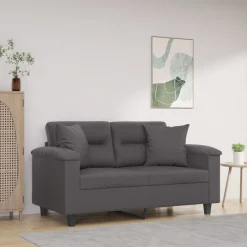 vidaXL Sofá de 2 plazas con cojines cuero sintético 120 cm Gris Best