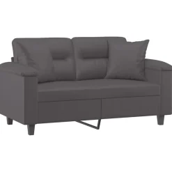 vidaXL Sofá de 2 plazas con cojines cuero sintético 120 cm Gris Best