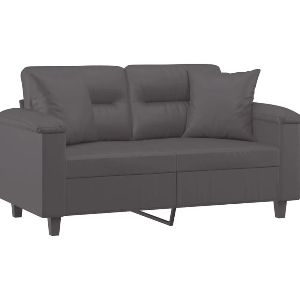 vidaXL Sofá de 2 plazas con cojines cuero sintético 120 cm Gris Best