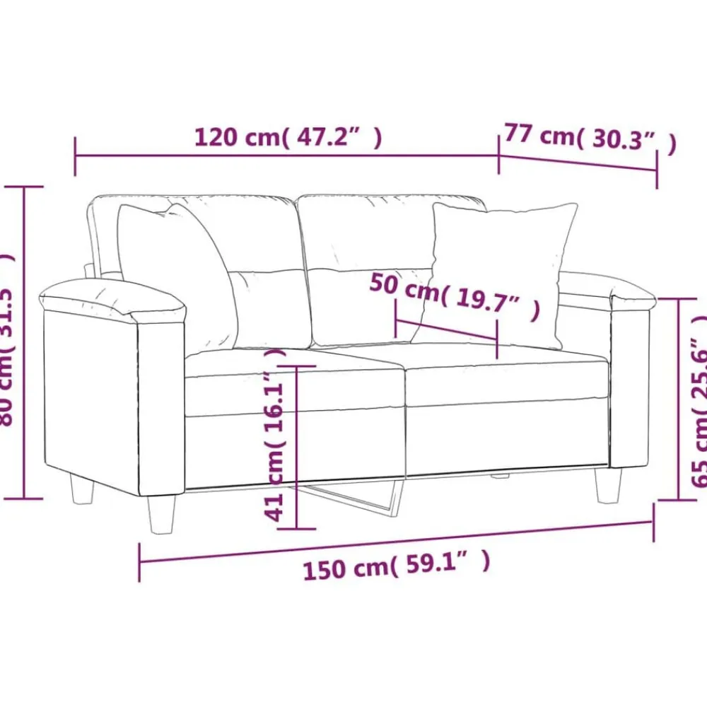 vidaXL Sofá de 2 plazas con cojines cuero sintético 120 cm Gris Best