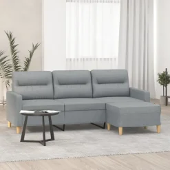 vidaXL Sofás-Sofá de 3 plazas con taburete de tela 180 cm