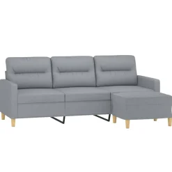 vidaXL Sofás-Sofá de 3 plazas con taburete de tela 180 cm