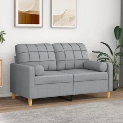 vidaXL Sofás-Sofá de 2 plazas con cojines tela 120 cm