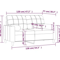 vidaXL Sofás-Sofá de 2 plazas con cojines tela 120 cm