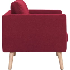 vidaXL Sofá de 3 plazas de tela color vino tinto Rojo New