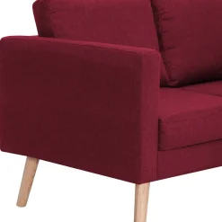 vidaXL Sofá de 3 plazas de tela color vino tinto Rojo New
