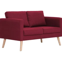 vidaXL Sofás-Sofá de 2 plazas de tela color vino tinto
