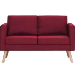 vidaXL Sofás-Sofá de 2 plazas de tela color vino tinto