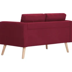vidaXL Sofás-Sofá de 2 plazas de tela color vino tinto