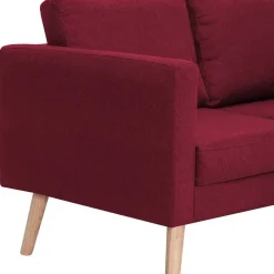 vidaXL Sofás-Sofá de 2 plazas de tela color vino tinto