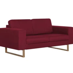 vidaXL Sofás-Sofá de 2 plazas de tela color vino tinto