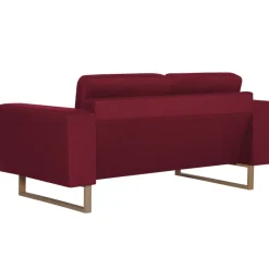 vidaXL Sofás-Sofá de 2 plazas de tela color vino tinto