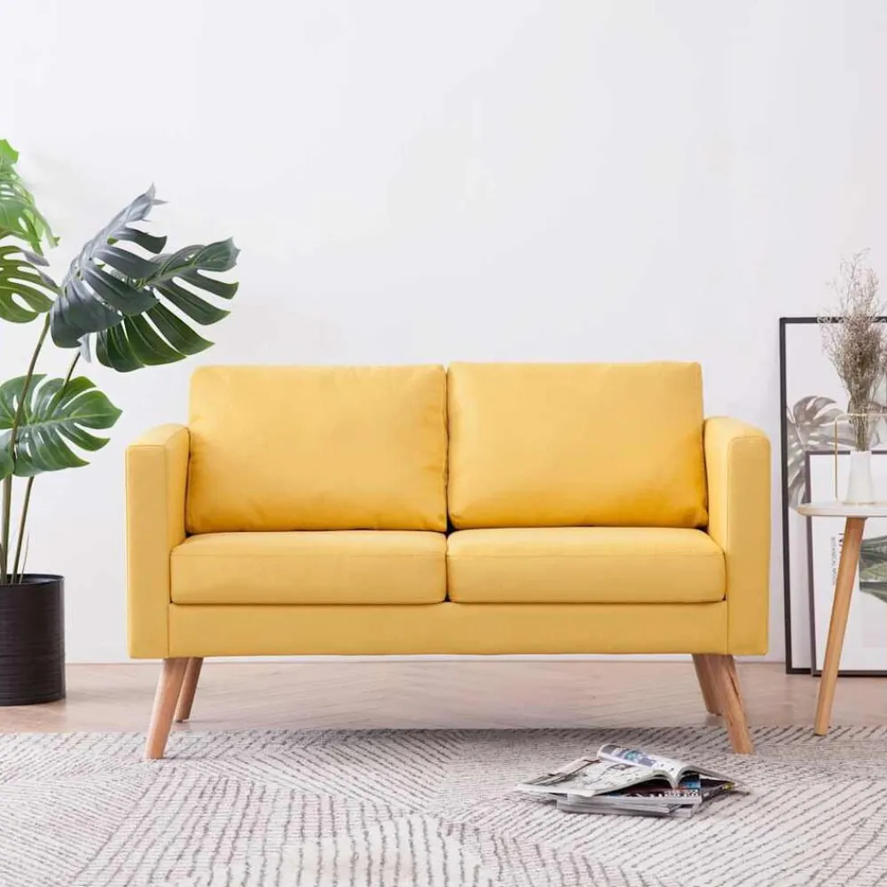 vidaXL Sofá de 2 plazas de tela Amarillo Online