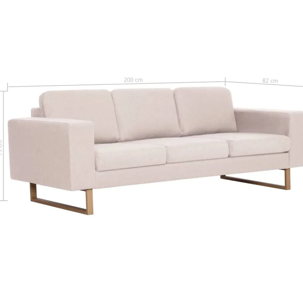 vidaXL Sofá de 3 plazas de tela color Crema