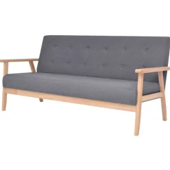 vidaXL Sofás-Sofá de 3 plazas de tela gris oscura