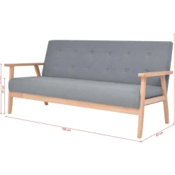 vidaXL Sofá de 3 plazas de tela Gris claro Discount