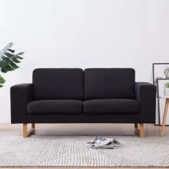 vidaXL Sofá de 2 plazas de tela Negro Discount