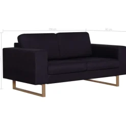 vidaXL Sofá de 2 plazas de tela Negro Discount