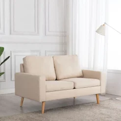 vidaXL Sofá de 2 plazas de tela Crema New