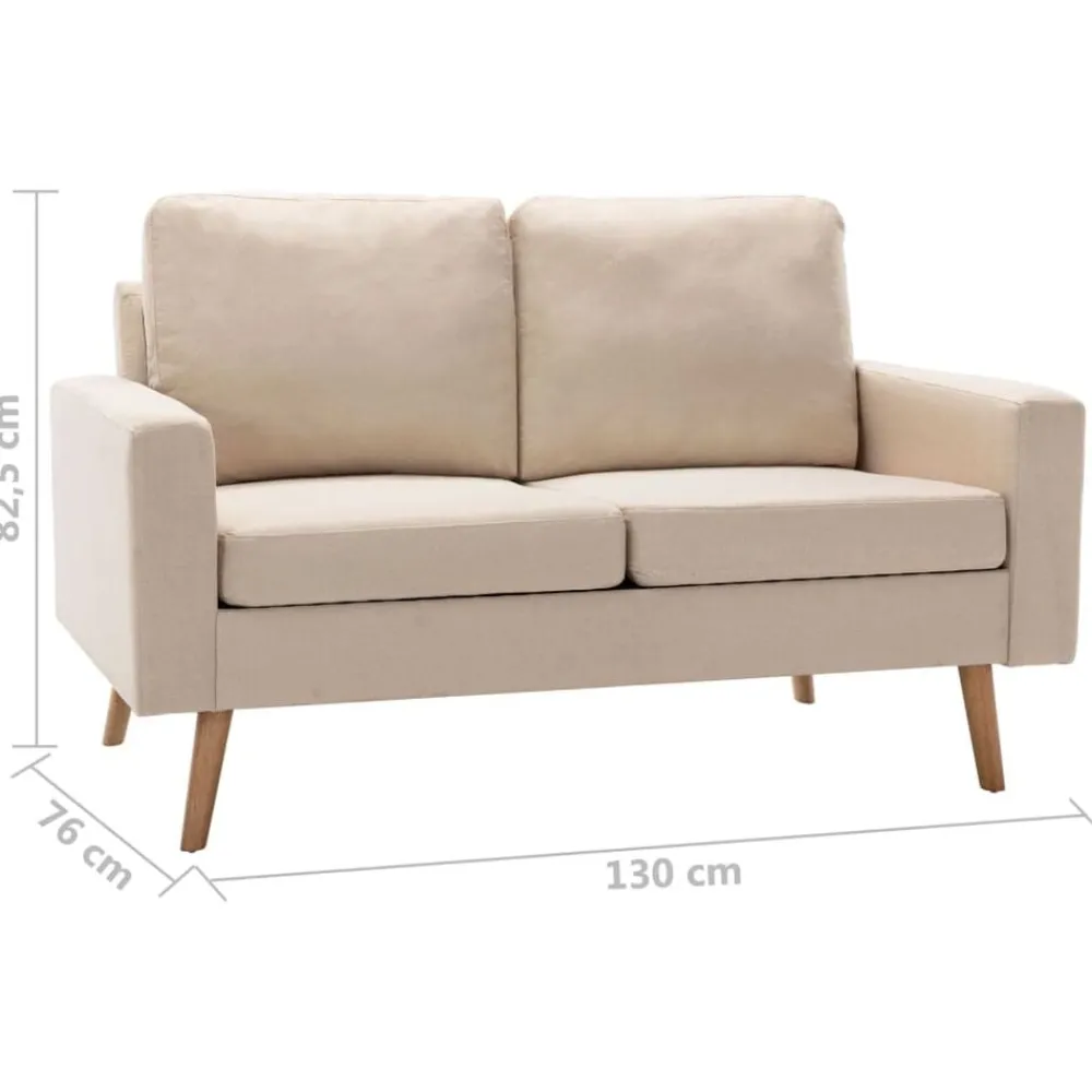 vidaXL Sofá de 2 plazas de tela Crema New