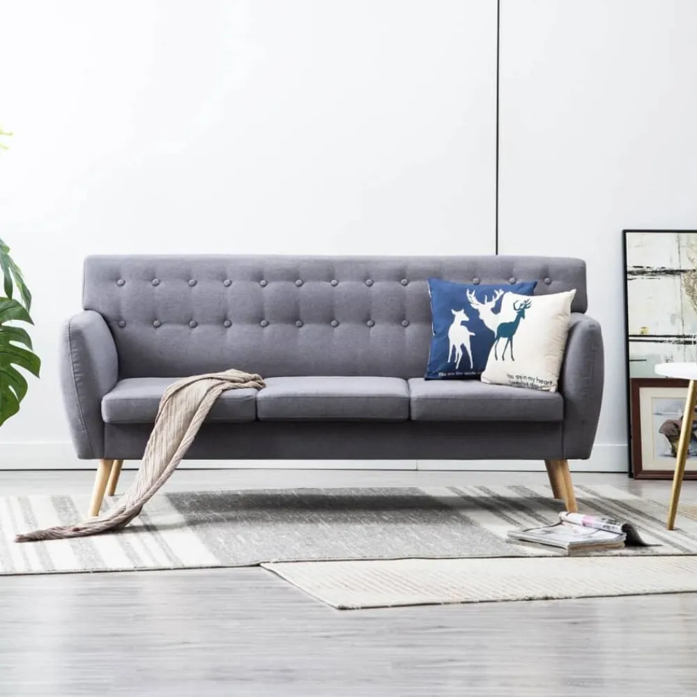 vidaXL Sofás-Sofá de 3 plazas tapizado de tela 172x70x82 cm