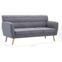vidaXL Sofás-Sofá de 3 plazas tapizado de tela 172x70x82 cm