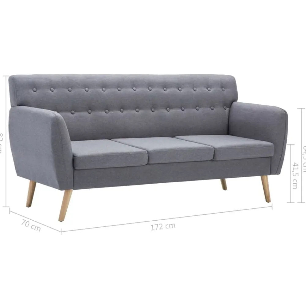 vidaXL Sofás-Sofá de 3 plazas tapizado de tela 172x70x82 cm