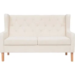 vidaXL Sofá de 2 plazas tela Blanco crema Discount