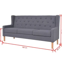 vidaXL Sofá de 3 plazas tela Gris New
