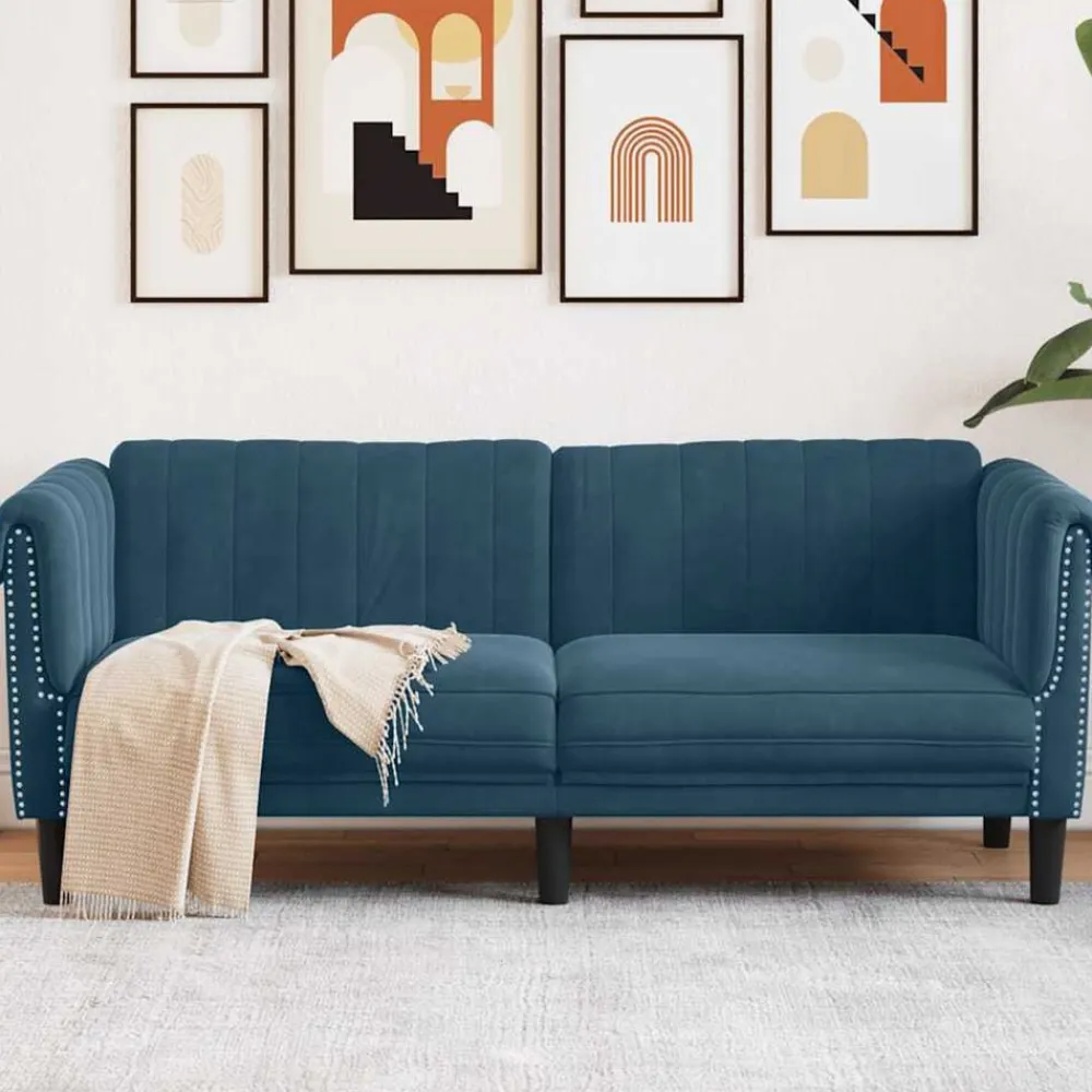 vidaXL Sofá de 2 plazas terciopelo Azul Best