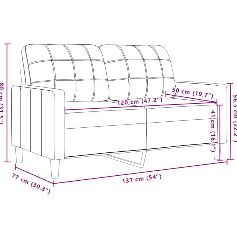 vidaXL Sofás-Sofá de 2 plazas terciopelo marrón 120 cm