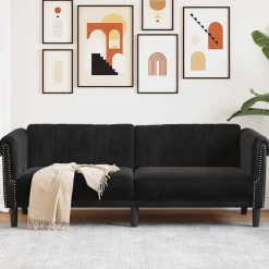 vidaXL Sofá de 3 plazas terciopelo Negro Best