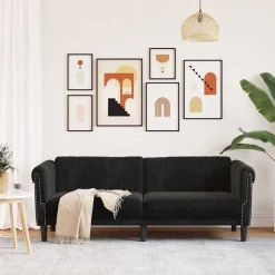 vidaXL Sofá de 3 plazas terciopelo Negro Best