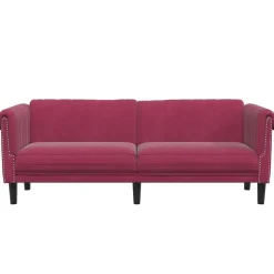 vidaXL Sofá de 3 plazas terciopelo rojo tinto Rojo vino tinto Discount