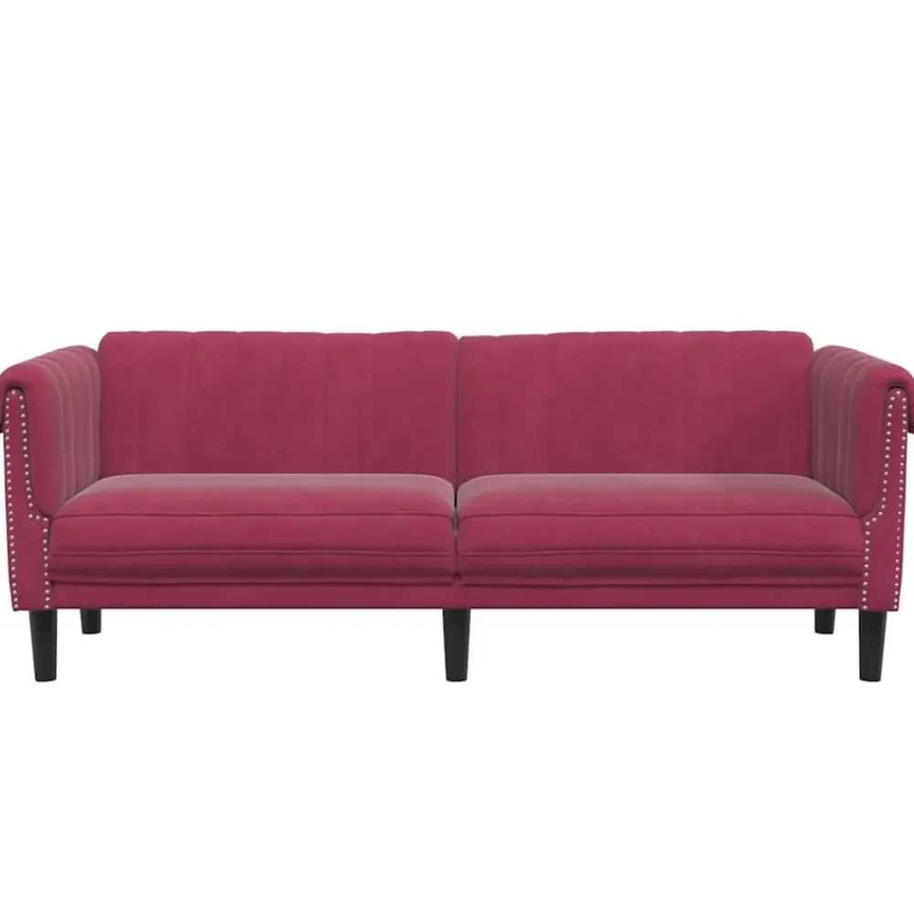 vidaXL Sofá de 3 plazas terciopelo rojo tinto Rojo vino tinto Discount