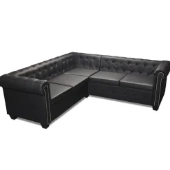 vidaXL Sofás-Sofá de esquina Chesterfield 5 plazas cuero artificial
