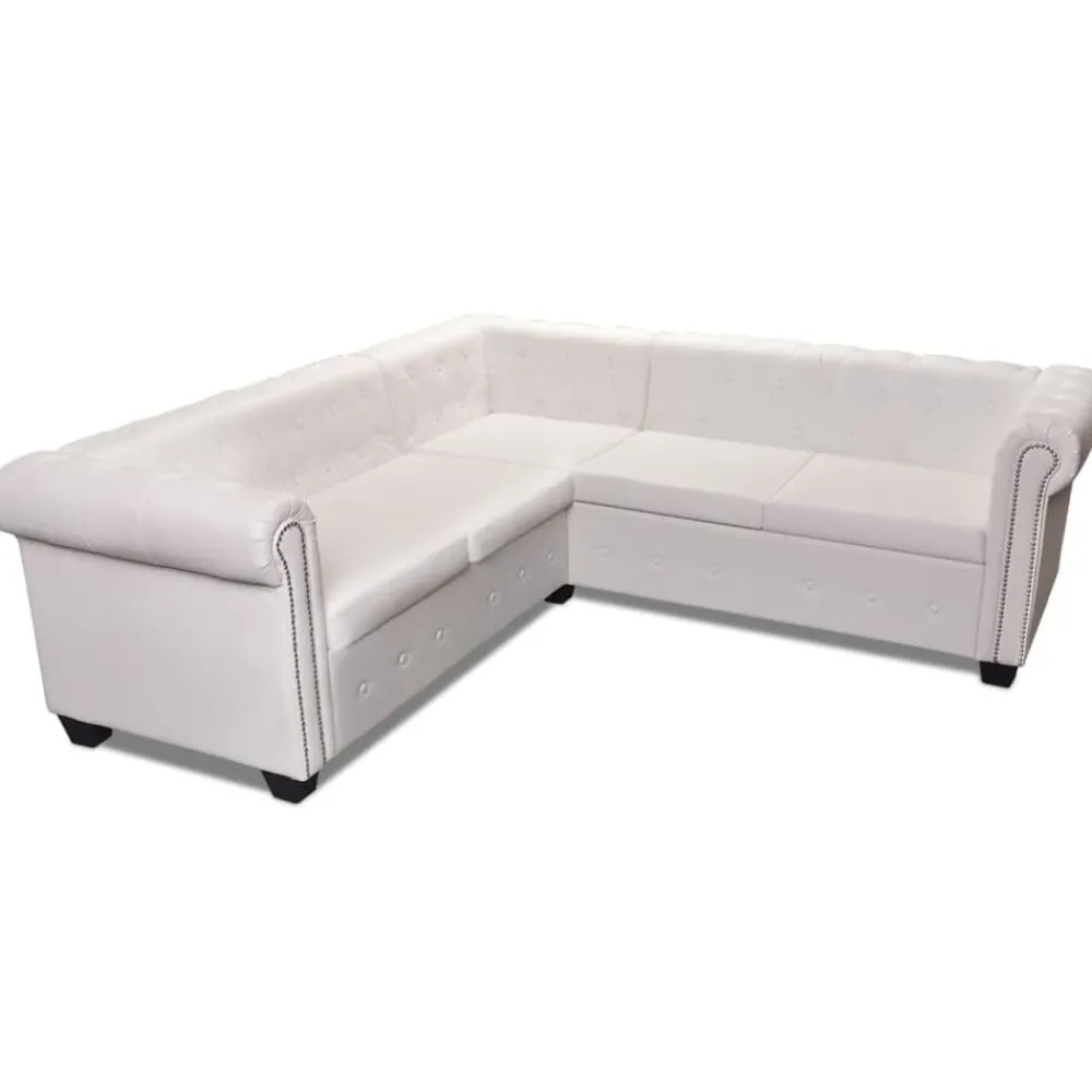 vidaXL Sofás-Sofá de esquina Chesterfield 5 plazas cuero artificial