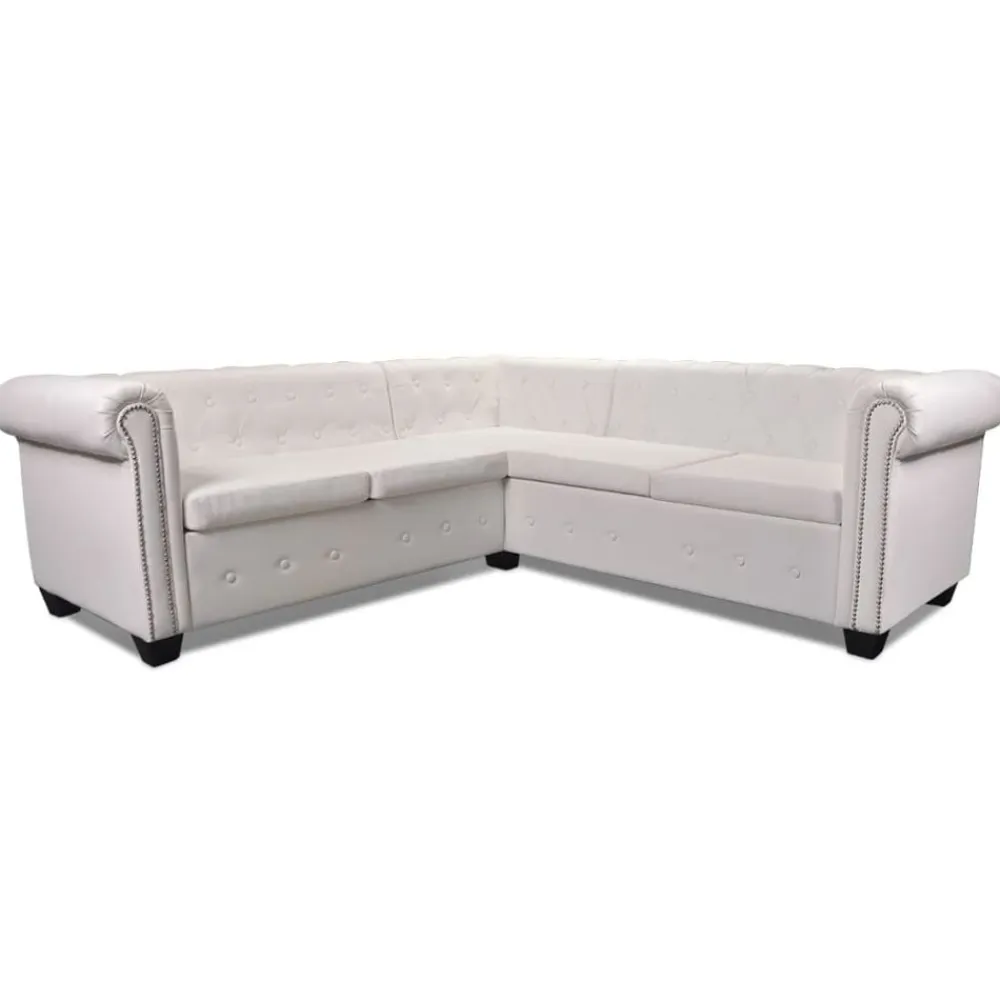vidaXL Sofás-Sofá de esquina Chesterfield 5 plazas cuero artificial