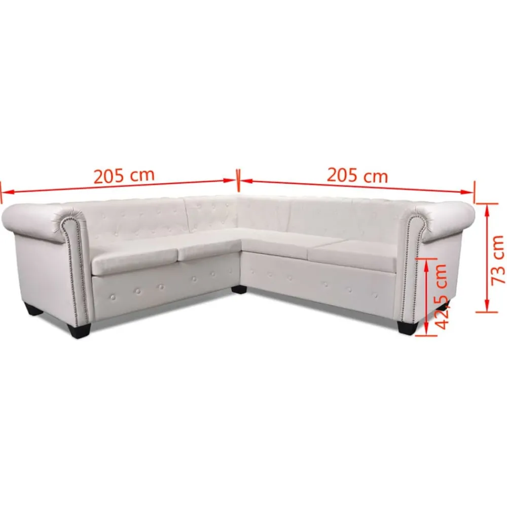 vidaXL Sofás-Sofá de esquina Chesterfield 5 plazas cuero artificial