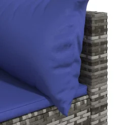 vidaXL Sofá de esquina de jardín con cojines ratán sintético gris Gris y azul Sale