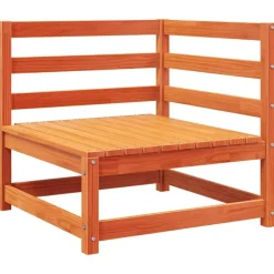 vidaXL Sofá de esquina de jardín y cojines madera pino marrón cera Marr&oacute;n cera Outlet